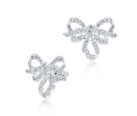 Pretty Ribbon Designed Silver Ear Stud STS-3231